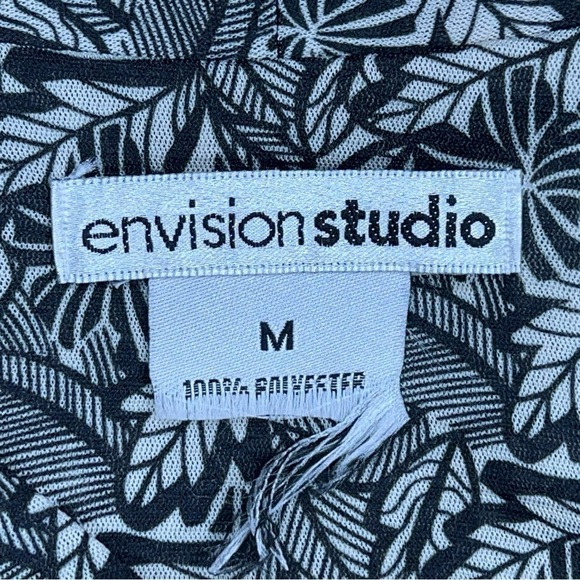 MEDIUM VINTAGE ENVISION STUDIO BLACK BEIGE LEAF PRINT BLOUSE LONG SLEEVE - Picture 10 of 10